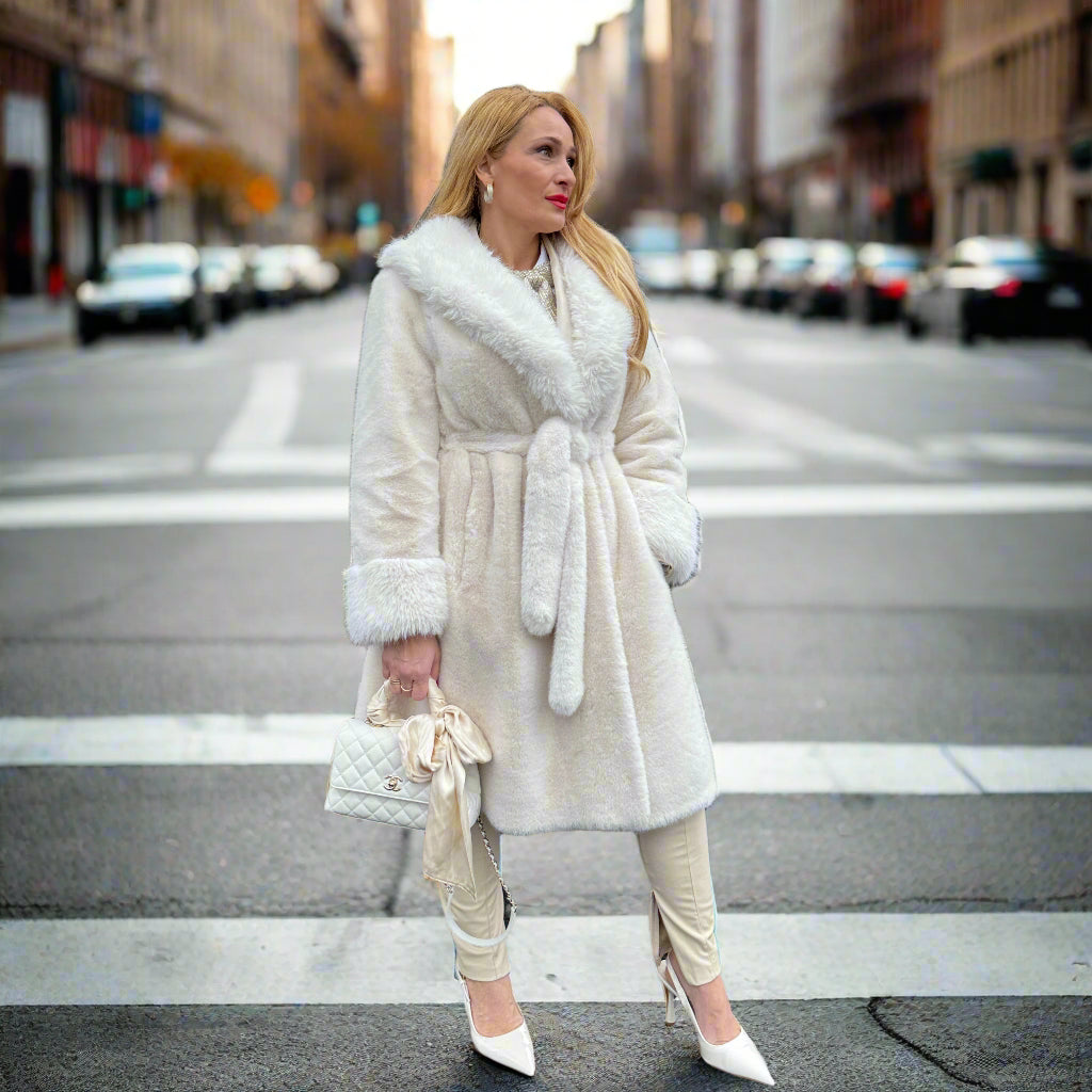 [Mela] FAKE FUR COAT グレイッシュベージュ Mela] FAKE FUR COAT グレイッシュベージュ Mela] FAKE FUR COAT