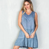Boho Blue Shift Dress-Dress-Moda Me Couture