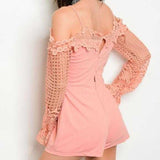 ROMANTIC Blush Pink Crochet Romper-Pants-Moda Me Couture