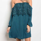 Delmara Off Shoulder Teal Dress-Dress-Moda Me Couture