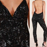 Sequin Jumpsuit - Nude-Pants-Moda Me Couture