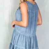 Boho Blue Shift Dress-Dress-Moda Me Couture