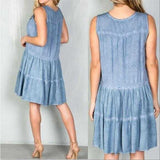 Boho Blue Shift Dress-Dress-Moda Me Couture