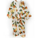Tropical Pineapple Print Kimono-Tops-Moda Me Couture