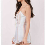 Blush Striped Lace-up Romper-Pants-Moda Me Couture