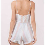 Blush Striped Lace-up Romper-Pants-Moda Me Couture