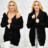 Chunky Knit Black Cardigan-Sweater-Moda Me Couture