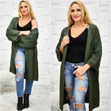 Chunky Knit Green Cardigan-Sweater-Moda Me Couture