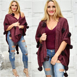 Playful Pom Pom Wrap Shrug-Sweater-Moda Me Couture