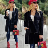 Grid Print Coat - Black-Jackets & Coats-Moda Me Couture