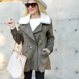 Olive Suede Mini Trench Coat-Jackets & Coats-Moda Me Couture