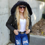 Warm Army Green Coat-Jackets & Coats-Moda Me Couture