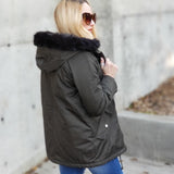 Warm Army Green Coat-Jackets & Coats-Moda Me Couture