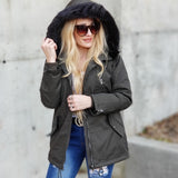 Warm Army Green Coat-Jackets & Coats-Moda Me Couture