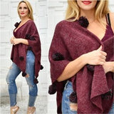 Playful Pom Pom Wrap Shrug-Sweater-Moda Me Couture