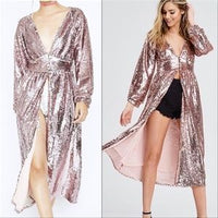 Major Compliments Pink Sequin Duster-Tops-Moda Me Couture