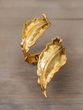 Gold Metal Leaf Open Bangle Bracelet