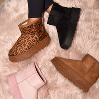 Thermal Furry Leopard Platform Booties