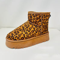 Thermal Furry Leopard Platform Booties