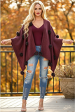 Burgundy Pom Pom Poncho Front