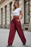 Burgundy Wide-Leg Suit Pant