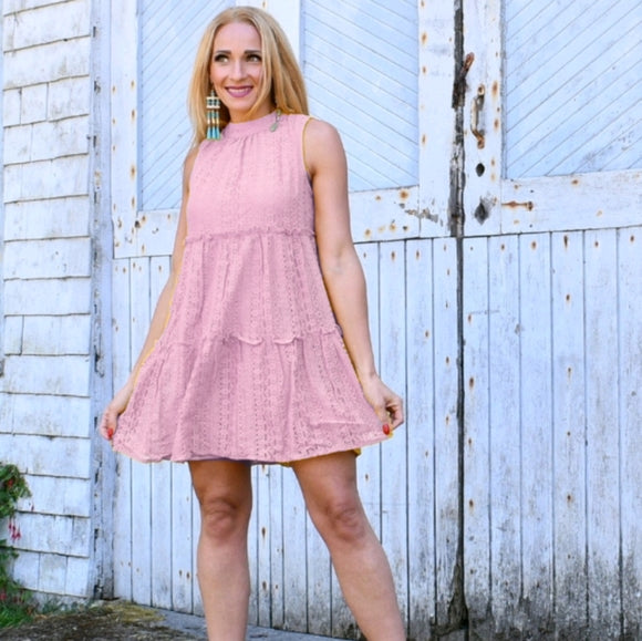Sweet As Ever Pink BabyDoll Lace Dress | Moda Me Couture M / Pink / Polyester Sweet As Ever Pink BabyDoll Lace Dress | Moda Me Couture M / Pink / Polyester