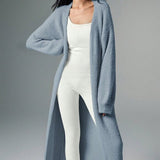 Dusty Blue Casual Women's Extra Long Cardigan