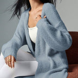 Dusty Blue Casual Women's Extra Long Cardigan