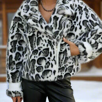 Keep Up With Me Leopard Print Faux Fur Crop Jacket