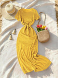 Mustard Yellow Sexy Women's Knitted Sweater Dress