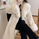 Glam Girl Cream Women's Luxury Ultra Plush Open Front Belted Fuzzy Faux Fur Coat