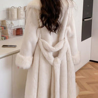 Glam Girl Cream Women's Luxury Ultra Plush Open Front Belted Fuzzy Faux Fur Coat