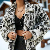 Keep Up With Me Leopard Print Faux Fur Crop Jacket