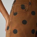 Brown High Waisted Casual Women's Wide Leg Polka Dot Jeans