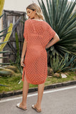 MILA V-Neck Dolman Sleeve Slit Knit Dress