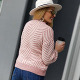 Sweetest Delight Chevron Chenille Sweater - Pink-Sweater-Moda Me Couture