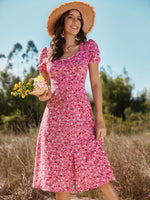 ELOISE Floral Ruched Front Slit Dress