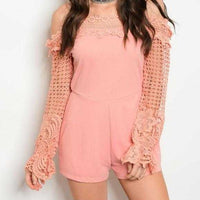 ROMANTIC Blush Pink Crochet Romper-Pants-Moda Me Couture