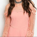 ROMANTIC Blush Pink Crochet Romper-Pants-Moda Me Couture