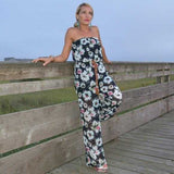 Floral Strapless Jumpsuit-Pants-Moda Me Couture
