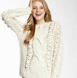 Thick Soft Cable Knot Sweater - Cream-Sweater-Moda Me Couture