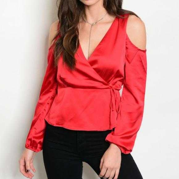 Red Satin Top-Tops-Moda Me Couture