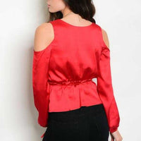 Red Satin Top-Tops-Moda Me Couture