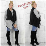 Reversible Vest with Black Faux fur-Jackets & Coats-Moda Me Couture