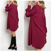 Tunic Dress Burgundy-Dress-Moda Me Couture
