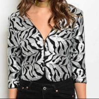 Animal Zebra Print Sequin Jacket-Jackets & Coats-Moda Me Couture
