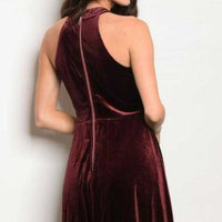 Holly Burgundy Velvet dress-Dress-Moda Me Couture
