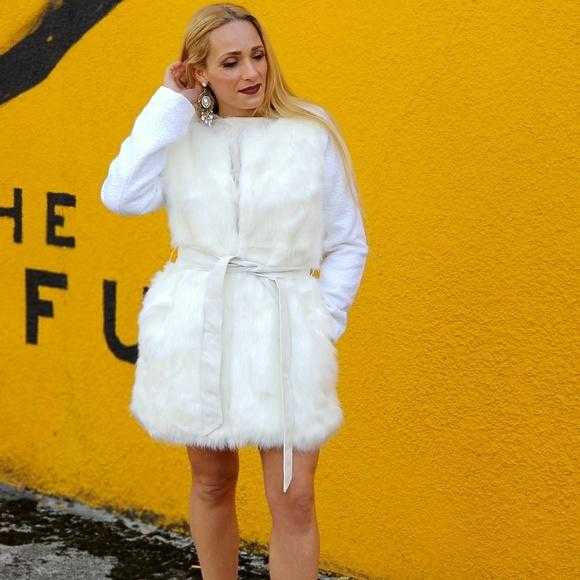 Cream Faux Fur Coat Vest-Jackets & Coats-Moda Me Couture