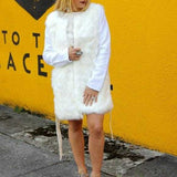 Cream Faux Fur Coat Vest-Jackets & Coats-Moda Me Couture