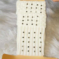 Rhinestone Fingerless Mittens Gloves Cream-Accessories-Moda Me Couture